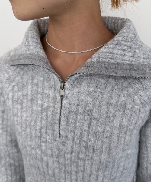 EPIMI E'PIMMY（エピミエピミー）の「【ハンドウォッシャブル】ウール混ショート丈ハーフジッププルオーバー（ニット/セーター・レディース・杢グレー/オフホワイト/ブラック・MEDIUM）」の6枚目の写真