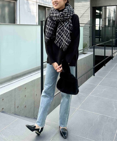 PICCIN(ピッチン)の「ツイードフリンジストール(ストール/ショール・レディース・ブラック/ホワイト・FREE)」の5枚目の写真