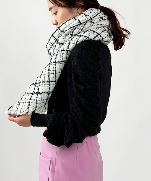 PICCIN(ピッチン)の「ツイードフリンジストール(ストール/ショール・レディース・ブラック/ホワイト・FREE)」の16枚目の写真