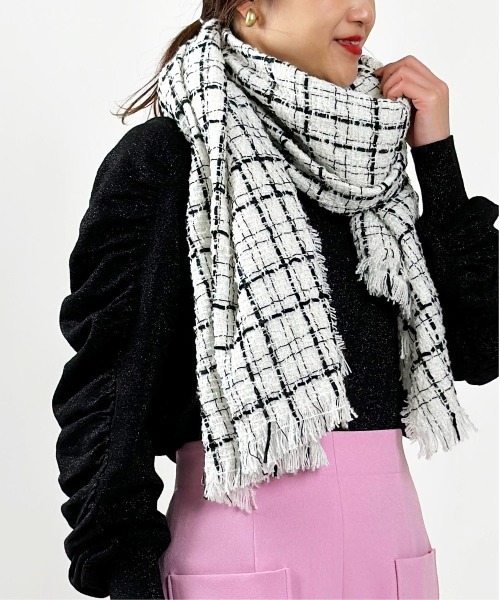 PICCIN(ピッチン)の「ツイードフリンジストール(ストール/ショール・レディース・ブラック/ホワイト・FREE)」の15枚目の写真