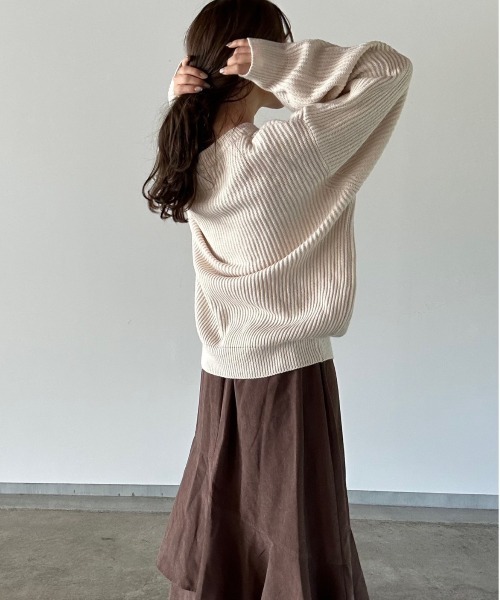t a r o s u(タロス)の「crew neck oversize knit/クルーネックオーバーサイズニット(ニット/セーター・レディース・ネイビー/ベージュ・FREE)」の17枚目の写真