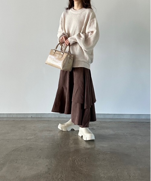 t a r o s u(タロス)の「crew neck oversize knit/クルーネックオーバーサイズニット(ニット/セーター・レディース・ネイビー/ベージュ・FREE)」の20枚目の写真