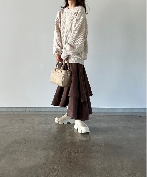 t a r o s u(タロス)の「crew neck oversize knit/クルーネックオーバーサイズニット(ニット/セーター・レディース・ネイビー/ベージュ・FREE)」の21枚目の写真