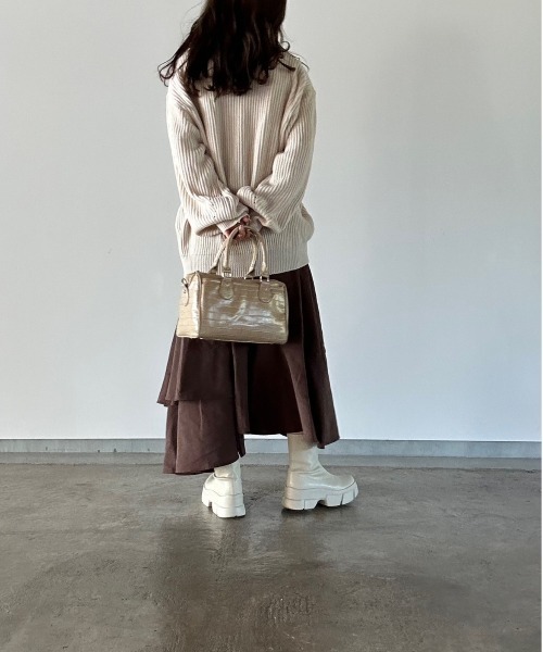 t a r o s u(タロス)の「crew neck oversize knit/クルーネックオーバーサイズニット(ニット/セーター・レディース・ネイビー/ベージュ・FREE)」の22枚目の写真