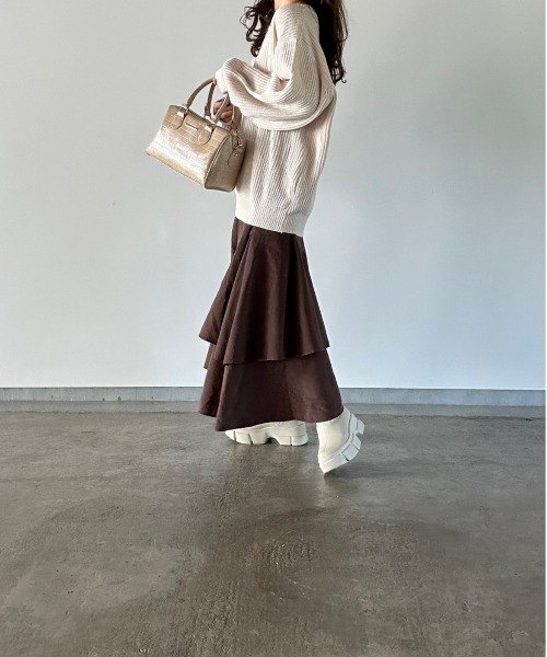 t a r o s u(タロス)の「crew neck oversize knit/クルーネックオーバーサイズニット(ニット/セーター・レディース・ネイビー/ベージュ・FREE)」の3枚目の写真