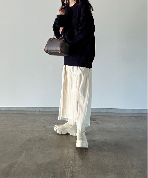 t a r o s u(タロス)の「crew neck oversize knit/クルーネックオーバーサイズニット(ニット/セーター・レディース・ネイビー/ベージュ・FREE)」の11枚目の写真
