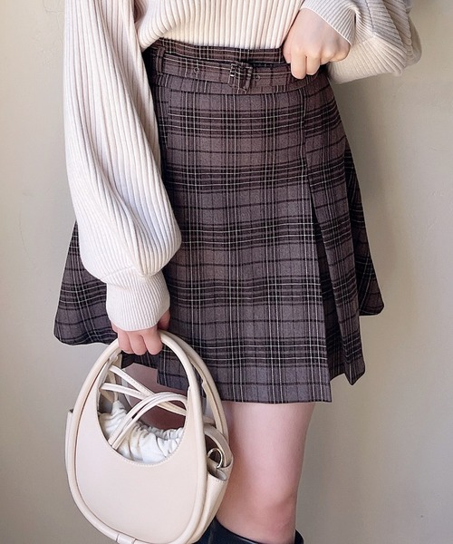 MIIA（ミーア）の「ハイウエストプリーツミニスカート（スカート・レディース・ブラック/チェック/ブラウン・FREE）」の10枚目の写真