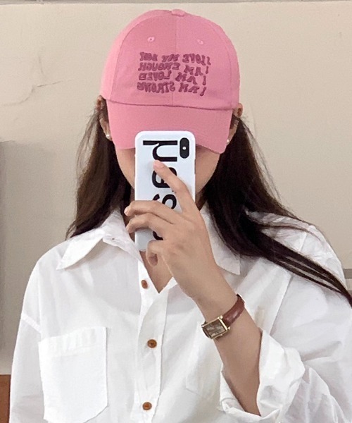 Vipoa（ヴィポア）の「レタリングキャップ（キャップ・レディース・レッド/グレー/アイボリー/グリーン/ブラック/ピンク/オレンジ/ネイビー・FREE）」の13枚目の写真