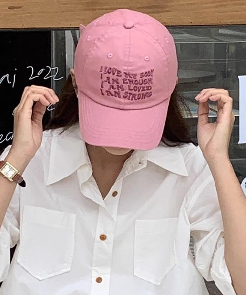 Vipoa（ヴィポア）の「レタリングキャップ（キャップ・レディース・レッド/グレー/アイボリー/グリーン/ブラック/ピンク/オレンジ/ネイビー・FREE）」の12枚目の写真