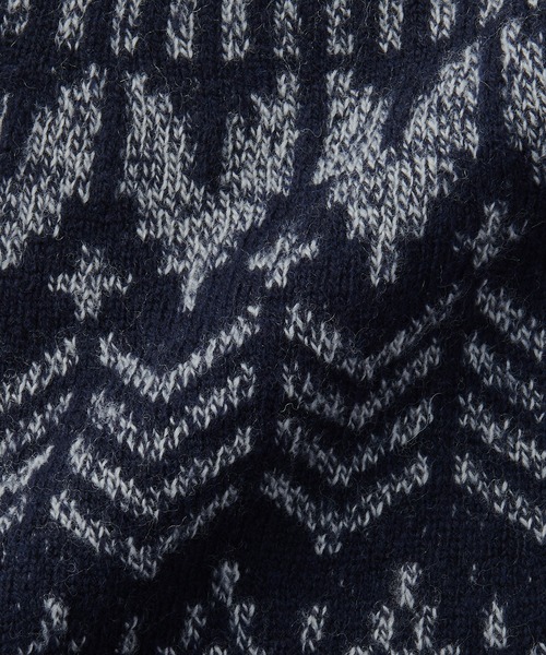 セール】メリノウールジャカード編みクルーネックセーター（ニット