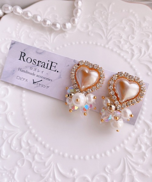 tone(トーン)の「【RosraiE】ハート×じゃらじゃらパール&ビーズ イヤリング(MA)(イヤリング・レディース・その他/ブラック・FREE)」の7枚目の写真