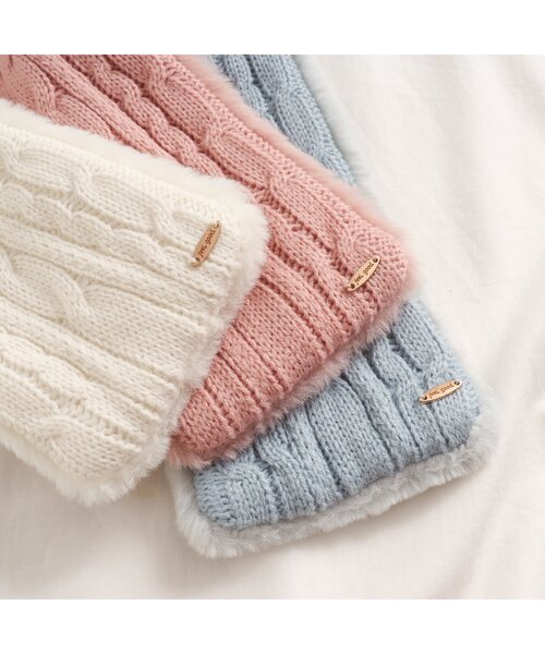 apres les cours(アプレレクール)の「ニットリボンファーマフラー(マフラー・キッズ・サックスブルー/アイボリー/ピンク・140/120)」の5枚目の写真