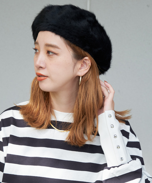 B.C STOCK(ベーセーストック)の「シャギーベレー(ハンチング/ベレー帽・レディース・グレー/ブラック/チャコールグレー・FREE)」の16枚目の写真