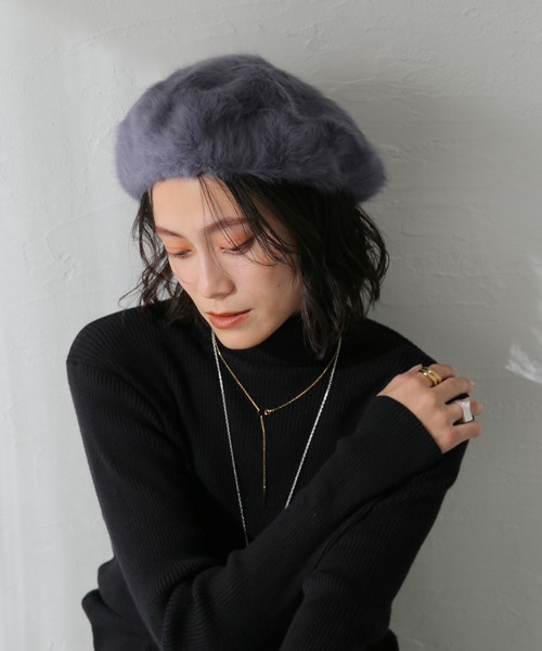 B.C STOCK(ベーセーストック)の「シャギーベレー(ハンチング/ベレー帽・レディース・グレー/ブラック/チャコールグレー・FREE)」の6枚目の写真