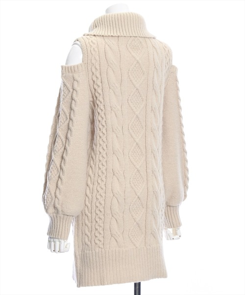 clear（クリア）の「肩開きケーブルニットミニワンピース（ワンピース・レディース・杢グレー/ベージュ/アイボリー・F）」の13枚目の写真