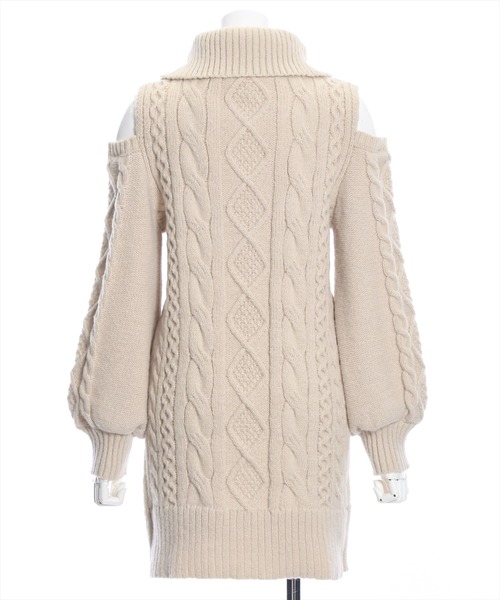 clear（クリア）の「肩開きケーブルニットミニワンピース（ワンピース・レディース・杢グレー/ベージュ/アイボリー・F）」の14枚目の写真