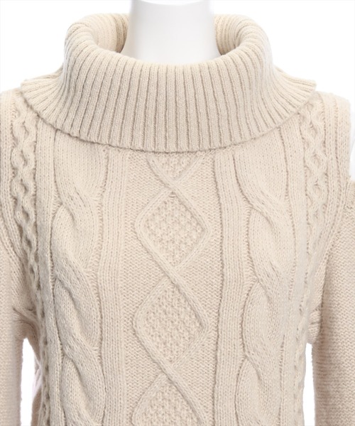 clear（クリア）の「肩開きケーブルニットミニワンピース（ワンピース・レディース・杢グレー/ベージュ/アイボリー・F）」の15枚目の写真