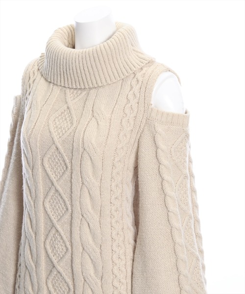 clear（クリア）の「肩開きケーブルニットミニワンピース（ワンピース・レディース・杢グレー/ベージュ/アイボリー・F）」の16枚目の写真