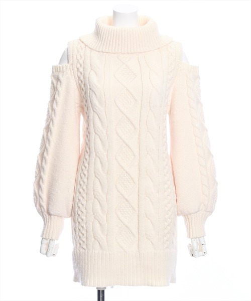 clear（クリア）の「肩開きケーブルニットミニワンピース（ワンピース・レディース・杢グレー/ベージュ/アイボリー・F）」の19枚目の写真