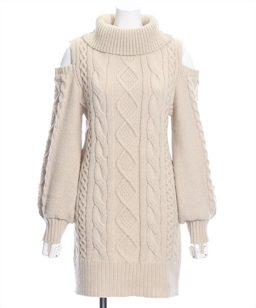 clear（クリア）の「肩開きケーブルニットミニワンピース（ワンピース・レディース・杢グレー/ベージュ/アイボリー・F）」の21枚目の写真