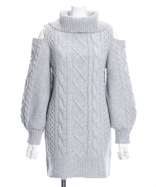 clear（クリア）の「肩開きケーブルニットミニワンピース（ワンピース・レディース・杢グレー/ベージュ/アイボリー・F）」の20枚目の写真