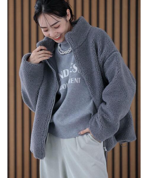 Green　Parks（グリーンパークス）の「スタンドカラーボアブルゾン（ブルゾン・レディース・グレー/モカ/アイボリー/ブラック・FREE）」の18枚目の写真