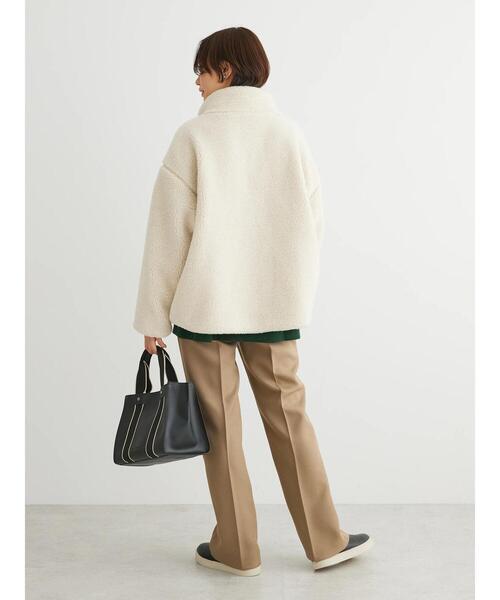 Green　Parks（グリーンパークス）の「スタンドカラーボアブルゾン（ブルゾン・レディース・グレー/モカ/アイボリー/ブラック・FREE）」の7枚目の写真