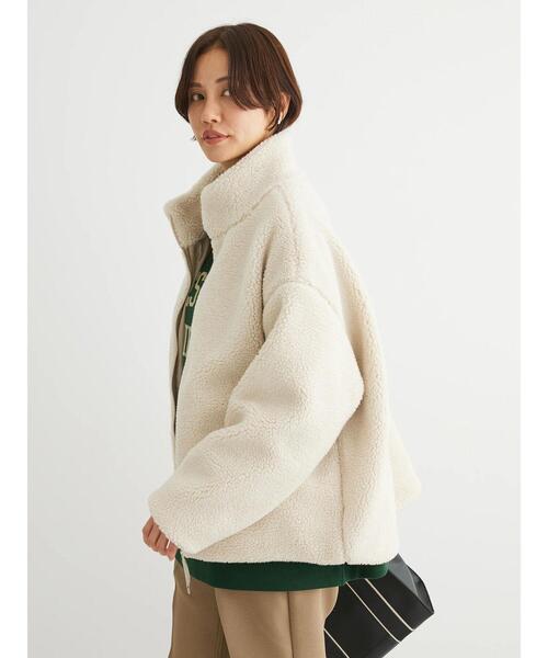 Green　Parks（グリーンパークス）の「スタンドカラーボアブルゾン（ブルゾン・レディース・グレー/モカ/アイボリー/ブラック・FREE）」の10枚目の写真