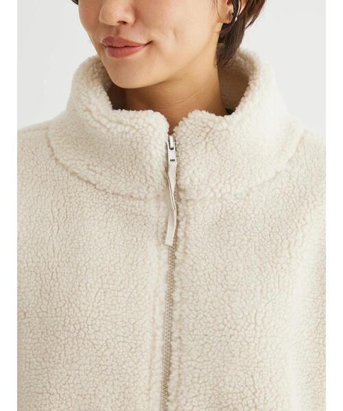 Green　Parks（グリーンパークス）の「スタンドカラーボアブルゾン（ブルゾン・レディース・グレー/モカ/アイボリー/ブラック・FREE）」の12枚目の写真