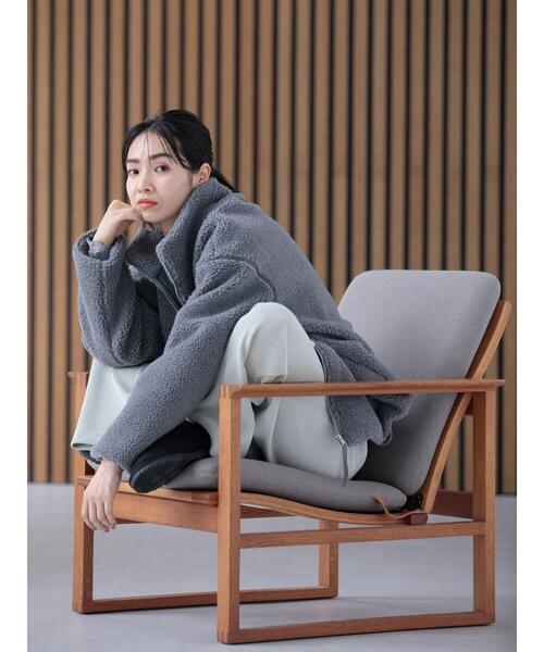 Green　Parks（グリーンパークス）の「スタンドカラーボアブルゾン（ブルゾン・レディース・グレー/モカ/アイボリー/ブラック・FREE）」の16枚目の写真