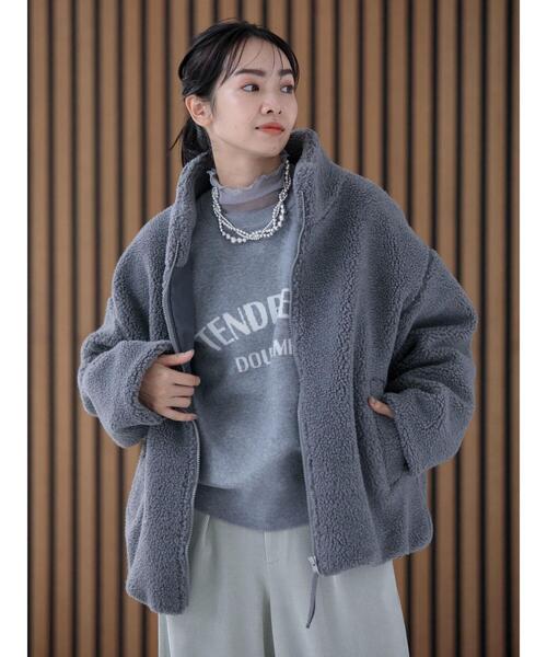 Green　Parks（グリーンパークス）の「スタンドカラーボアブルゾン（ブルゾン・レディース・グレー/モカ/アイボリー/ブラック・FREE）」の19枚目の写真