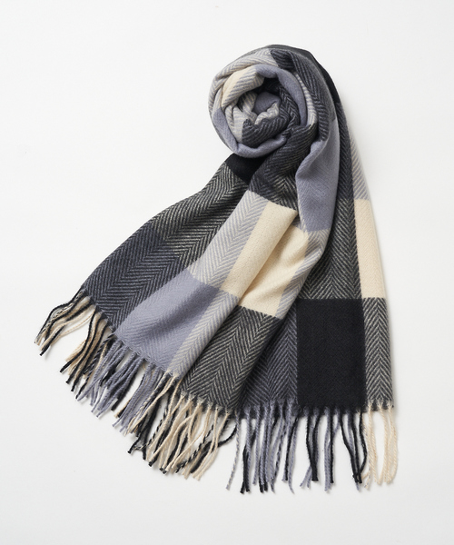 abahouse mavie（アバハウスマヴィ）の「ブロックチェックストール（ストール/ショール・レディース・ブルー/オレンジ/ブラック・フリー）」の11枚目の写真