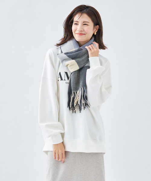 abahouse mavie（アバハウスマヴィ）の「ブロックチェックストール（ストール/ショール・レディース・ブルー/オレンジ/ブラック・フリー）」の13枚目の写真