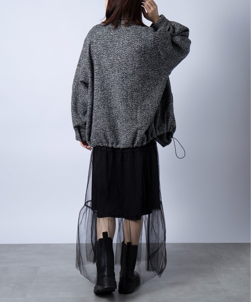 SETUP7(セットアップセブン)の「【SETUP7】Volume tweed jacket ボリュームツイードスタンドカラージャケット ブルゾン(ブルゾン・レディース・ブラック系その他2/ブラック系1・M/S)」の7枚目の写真