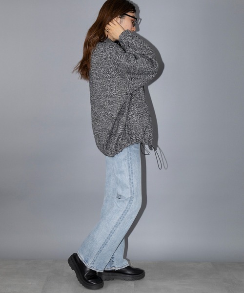 SETUP7(セットアップセブン)の「【SETUP7】Volume tweed jacket ボリュームツイードスタンドカラージャケット ブルゾン(ブルゾン・レディース・ブラック系その他2/ブラック系1・M/S)」の18枚目の写真