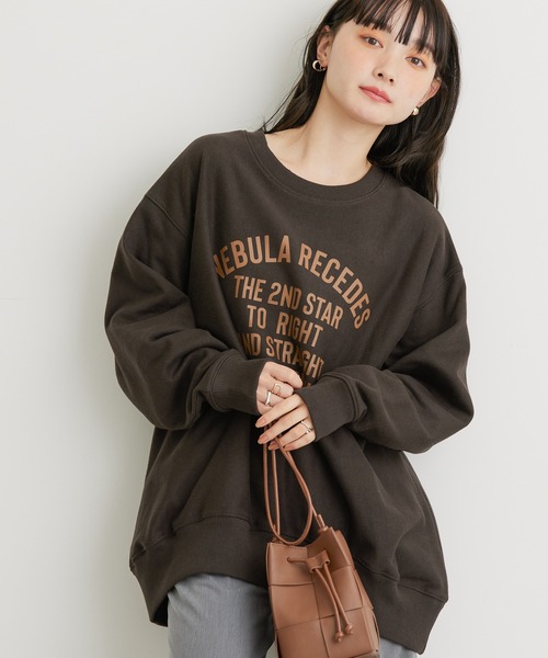 AMERICAN HOLIC（アメリカンホリック）の「ネップ裏毛ロゴスウェット（スウェット・レディース・オートミール/ブラウン/ブラック・L/M）」の2枚目の写真