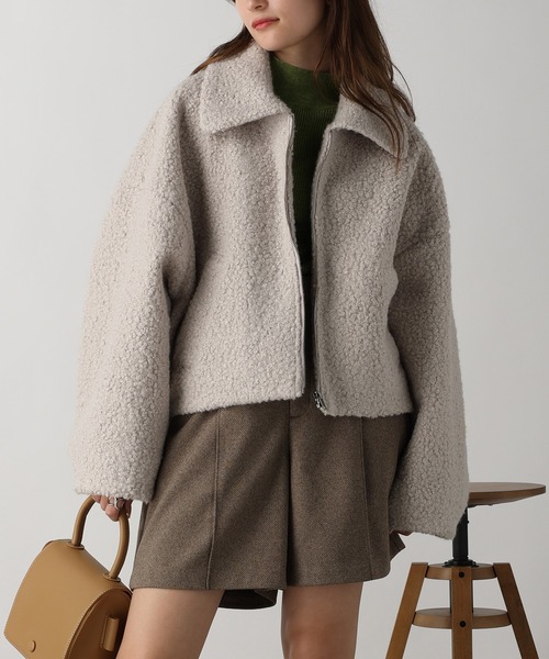 acro（アクロ）の「圧縮ブークレジップショートブルゾン/AC3832（ブルゾン・レディース・ブラック/アイボリー・ﾌﾘ-）」の3枚目の写真