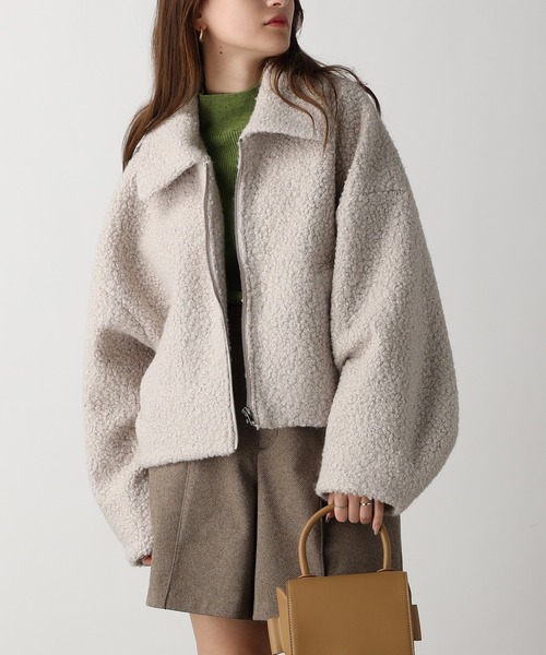 acro（アクロ）の「圧縮ブークレジップショートブルゾン/AC3832（ブルゾン・レディース・ブラック/アイボリー・ﾌﾘ-）」の4枚目の写真