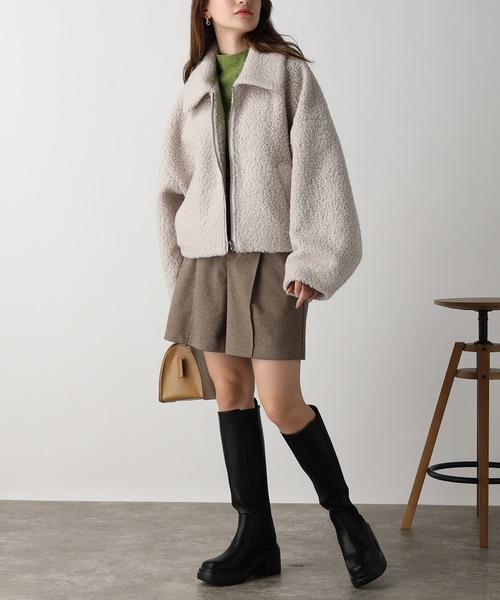 acro（アクロ）の「圧縮ブークレジップショートブルゾン/AC3832（ブルゾン・レディース・ブラック/アイボリー・ﾌﾘ-）」の6枚目の写真