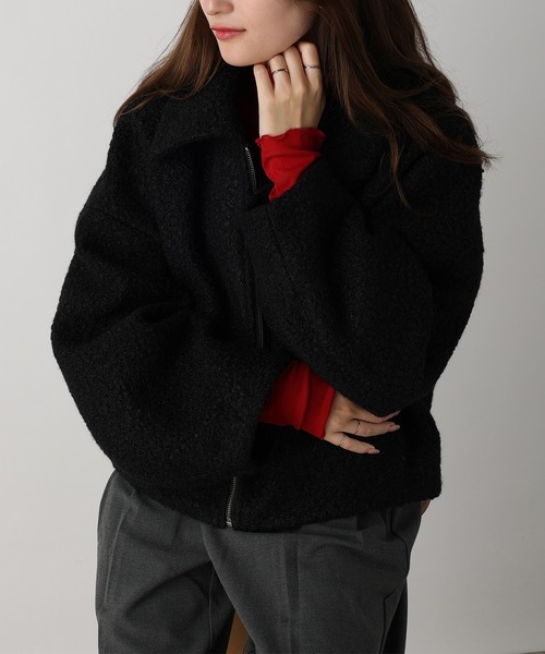 acro（アクロ）の「圧縮ブークレジップショートブルゾン/AC3832（ブルゾン・レディース・ブラック/アイボリー・ﾌﾘ-）」の9枚目の写真