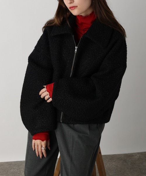 acro（アクロ）の「圧縮ブークレジップショートブルゾン/AC3832（ブルゾン・レディース・ブラック/アイボリー・ﾌﾘ-）」の12枚目の写真