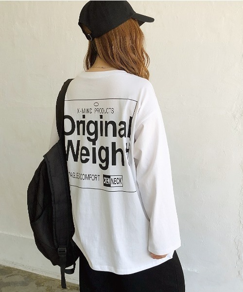 SHEENA(シーナ)の「バックBIGロゴプリントルーズロンT(Tシャツ/カットソー・レディース・チャコールグレー/グレー系その他/ホワイト/ブラック・M)」の1枚目の写真