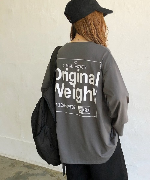 SHEENA(シーナ)の「バックBIGロゴプリントルーズロンT(Tシャツ/カットソー・レディース・チャコールグレー/グレー系その他/ホワイト/ブラック・M)」の3枚目の写真