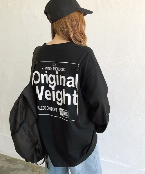 SHEENA(シーナ)の「バックBIGロゴプリントルーズロンT(Tシャツ/カットソー・レディース・チャコールグレー/グレー系その他/ホワイト/ブラック・M)」の2枚目の写真