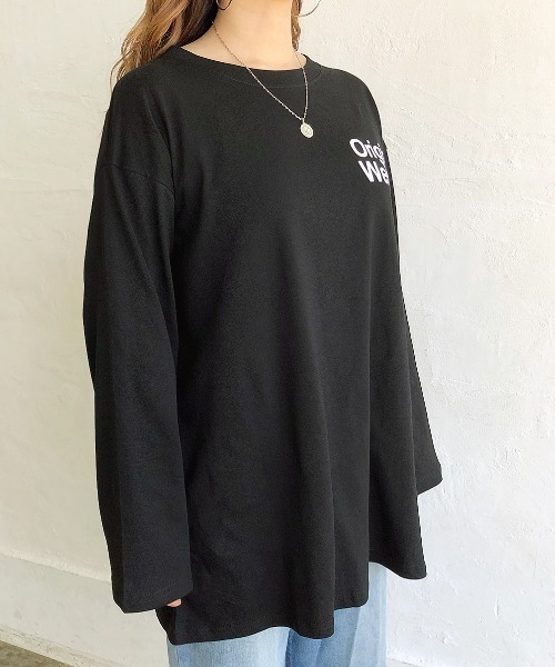 SHEENA(シーナ)の「バックBIGロゴプリントルーズロンT(Tシャツ/カットソー・レディース・チャコールグレー/グレー系その他/ホワイト/ブラック・M)」の7枚目の写真