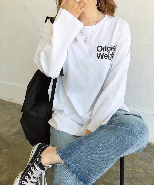 SHEENA(シーナ)の「バックBIGロゴプリントルーズロンT(Tシャツ/カットソー・レディース・チャコールグレー/グレー系その他/ホワイト/ブラック・M)」の9枚目の写真