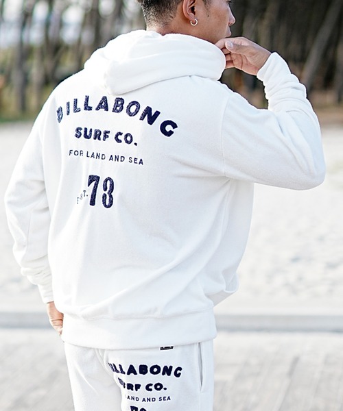 BILLABONG（ビラボン）の「BILLABONG/ビラボン パイル地　プルオーバーフーディ パーカー バックロゴ/セットアップ対応 BE011-012（パーカー・メンズ・オフホワイト/グレー・L/M）」の5枚目の写真