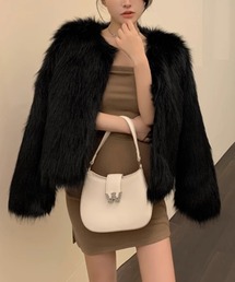 Miniministore（ミニミニストア）の「エコファーコート ファージャケット 冬服（ノーカラージャケット）」