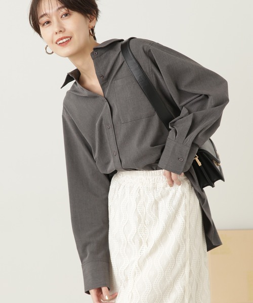N.（N. Natural Beauty Basic）（エヌエヌナチュラルビューティーベーシック）の「◆オーバールーズシャツ（シャツ/ブラウス・レディース・ピンク/グレー/ストライプ・MEDIUM）」の2枚目の写真