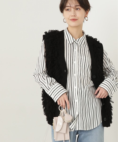 N.（N. Natural Beauty Basic）（エヌエヌナチュラルビューティーベーシック）の「◆オーバールーズシャツ（シャツ/ブラウス・レディース・ピンク/グレー/ストライプ・MEDIUM）」の3枚目の写真